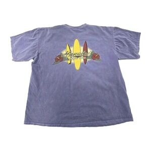 VINTAGE Yesterdays Hawaii Shirt Mens Large Blue Graphic Print Hibiscus Surf 90s